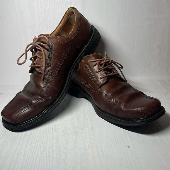 Clark's Unstructured brown lace-up leather men shoes size 12 - Picture 1 of 7